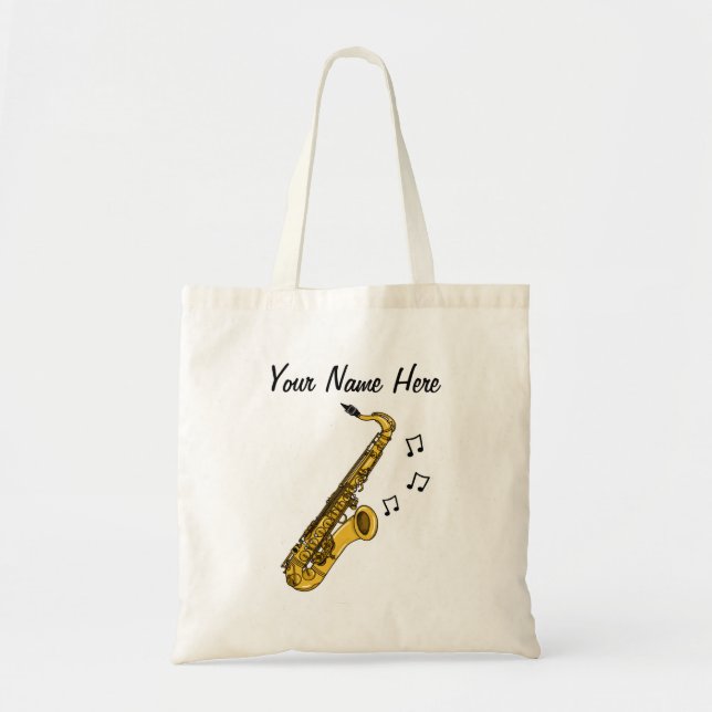 Saxophone Custom Tote Bag Saxophonist Gift (Front)