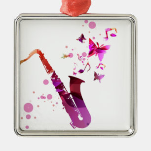 Saxophone cute music and butterflies metal tree decoration
