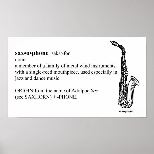 Saxophone Definition Poster (Front)