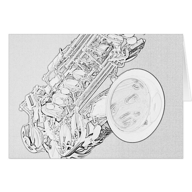 Saxophone Drawing Card (Front Horizontal)
