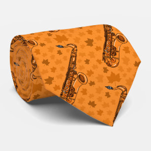Saxophone Fall Autumn Saxophonist Jazz Musician Tie