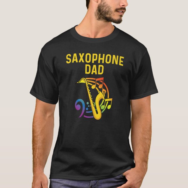 Saxophone For Dad Men Reed Instrument T-Shirt (Front)