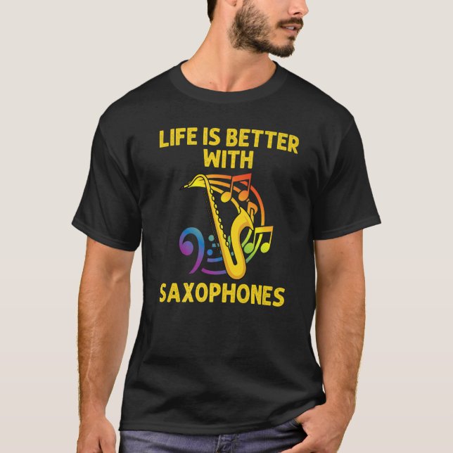 Saxophone For Men Women Reed Instrument T-Shirt (Front)