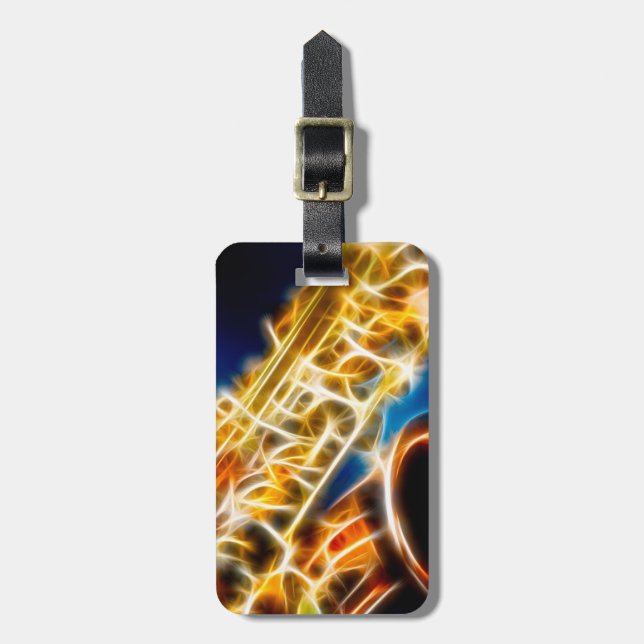 Saxophone Fractal Luggage Tag (Front Vertical)