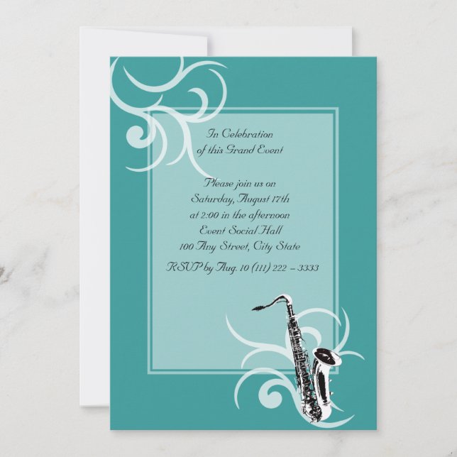Saxophone Full Colour Invitation (Front)