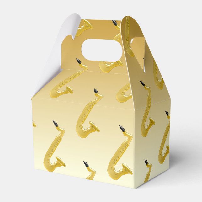 Saxophone Gold Coloured Favour Box (Front Side)