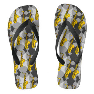 Saxophone Grey Pattern Flip Flops