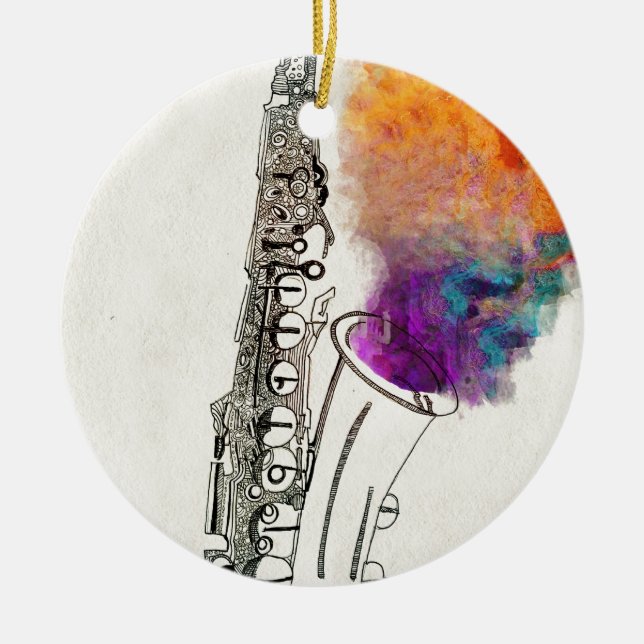 Saxophone Healing Ceramic Tree Decoration (Front)