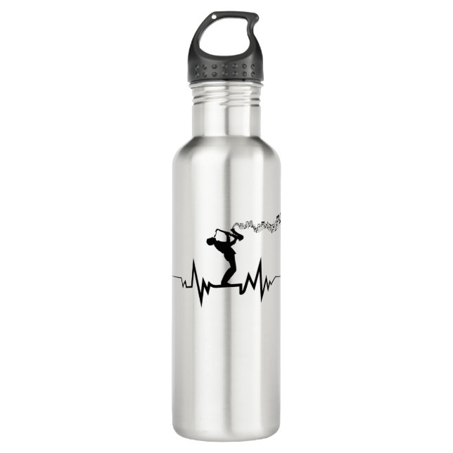 Saxophone Heartbeat  Cool  For Musicians 710 Ml Water Bottle (Front)