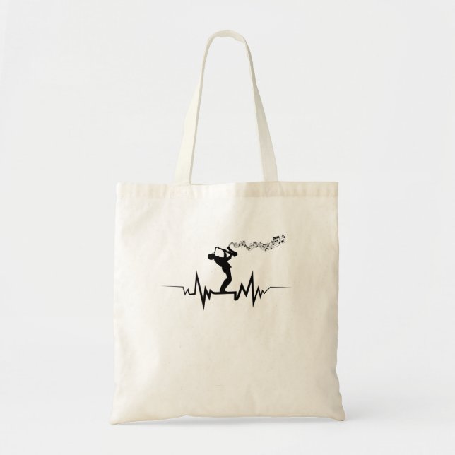 Saxophone Heartbeat  Cool  For Musicians Tote Bag (Front)