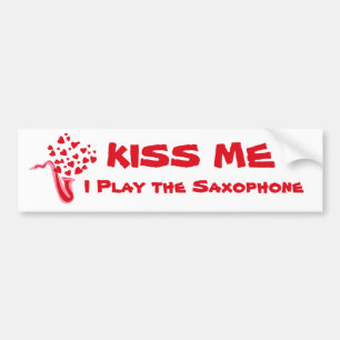 Saxophone Hearts Bumper Sticker