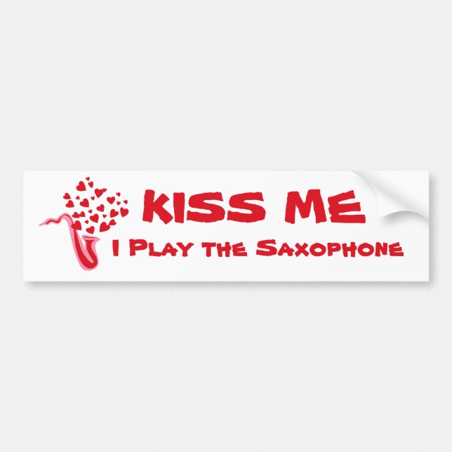 Saxophone Hearts Bumper Sticker (Front)