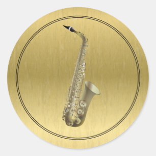 Saxophone Instrument Classic Round Sticker