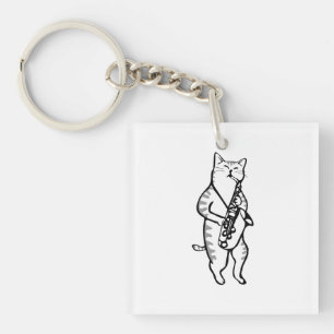 Saxophone Instrument Music Jazz Cat Golf Balls Key Ring