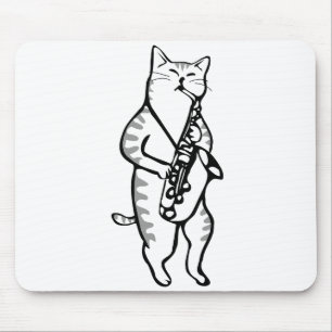 Saxophone Instrument Music Jazz Cat Mouse Mat