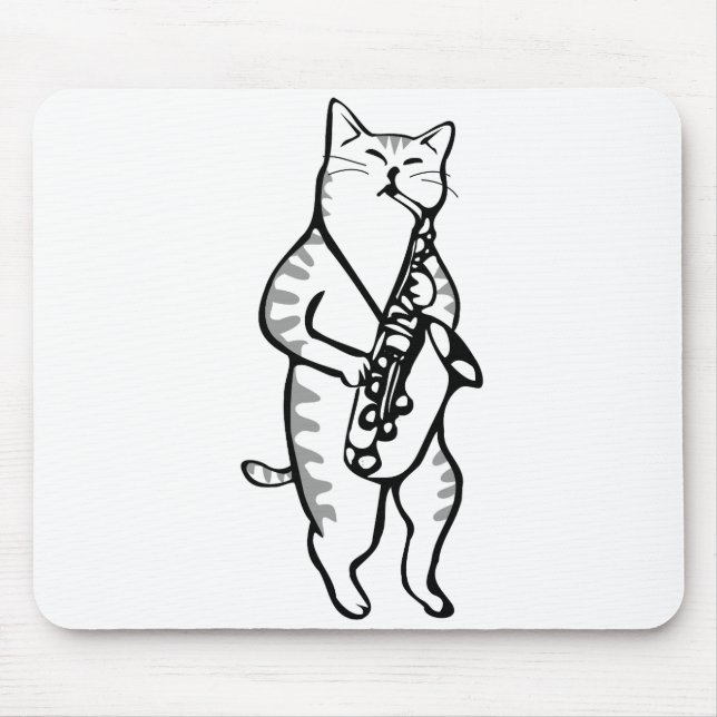 Saxophone Instrument Music Jazz Cat Mouse Mat (Front)