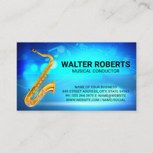 Saxophone Instrument Musical Notes Business Card