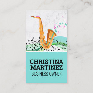 Saxophone Instrument   Musical Notes Business Card
