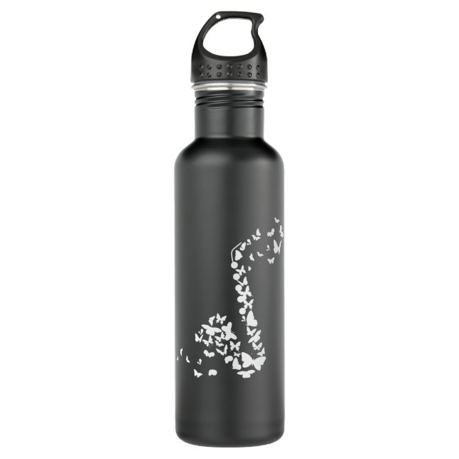 Saxophone Instrument With Butterflies 710 Ml Water Bottle (Front)