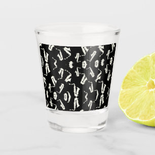 Saxophone Jazz Black And White Pattern Shot Glass
