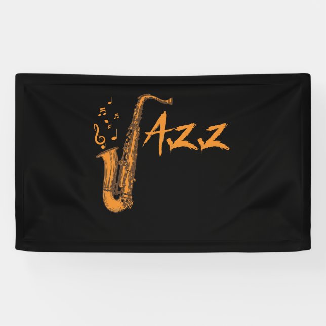 Saxophone Jazz Music Instrument Banner (Horizontal)