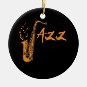 Saxophone Jazz Music Instrument Ceramic Tree Decoration