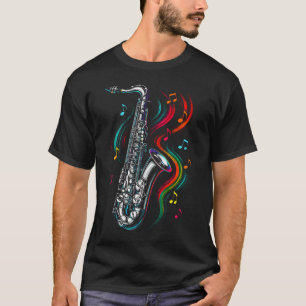 Saxophone - Jazz Music Notes T-Shirt