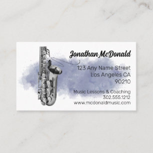 Saxophone Jazz Musician Music Teacher Blues Band Business Card
