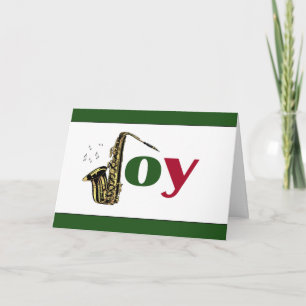 Saxophone Joy Red Green Holiday Card