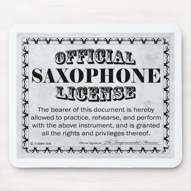 Saxophone License Mouse Mat (Front)