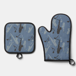 Saxophone Lines Oven Mitt & Pot Holder Set