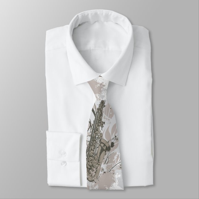 Saxophone Men's Tie (Tied)