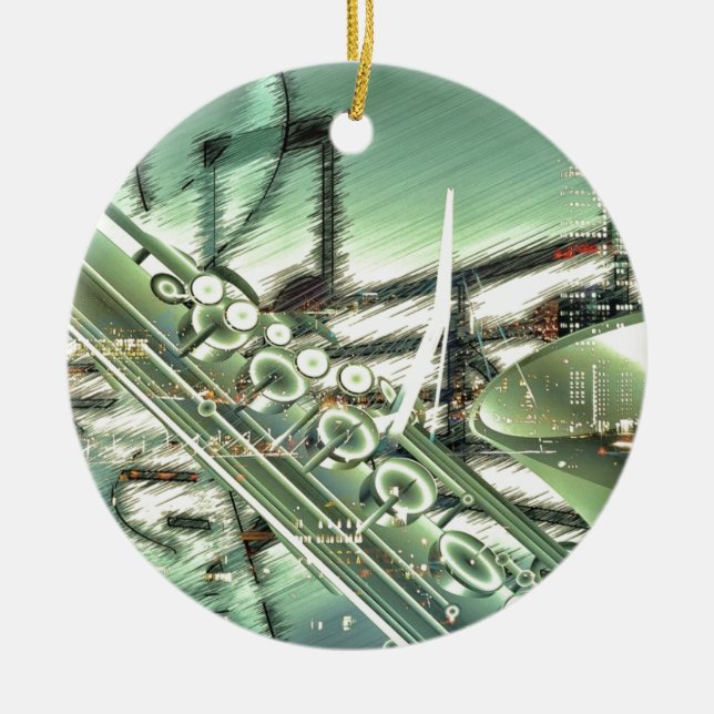 Saxophone music design accessories - customise ceramic tree decoration (Front)