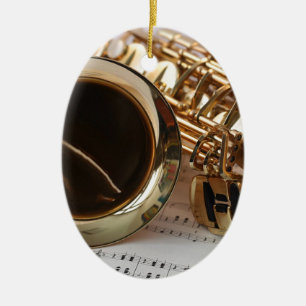 Saxophone Music Gold Gloss Notenblatt Keys Ceramic Tree Decoration