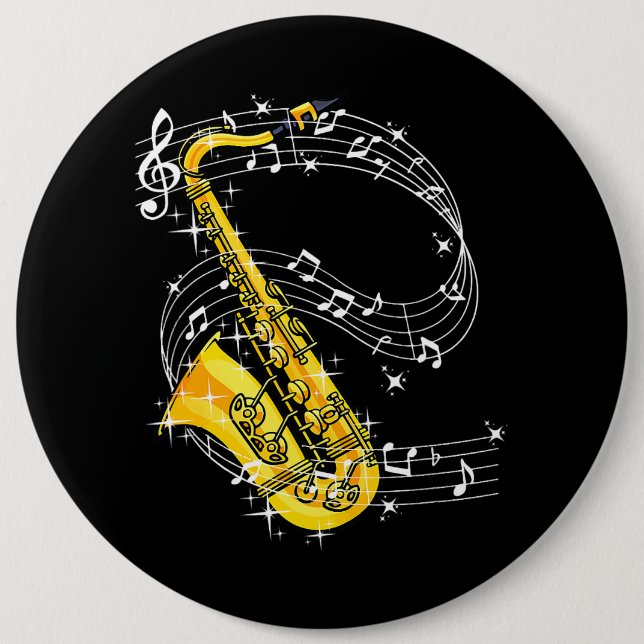 Saxophone Music Jazz Saxophone 6 Cm Round Badge (Front)