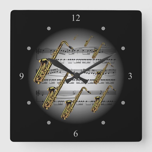 Saxophone ~ Music ~ La musique ~ Música ~ Musik ~ Square Wall Clock (Front)