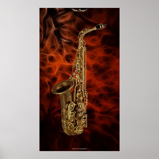 SAXOPHONE Music Lover Fractal Art Poster (Front)