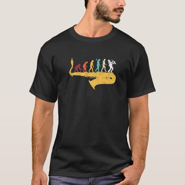 Saxophone Music Lover Human Evolution Saxophonist T-Shirt (Front)