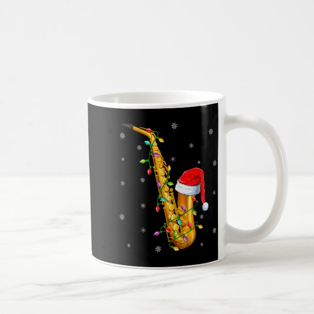 Saxophone Music Lover Xmas Lights Santa Saxophone  Coffee Mug (Right)