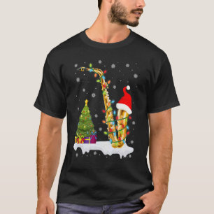 Saxophone Music Lover Xmas Lights Santa Saxophone T-Shirt