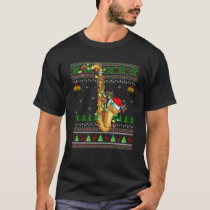 Saxophone Music Lover Xmas Santa Saxophone Ugly Ch T-Shirt