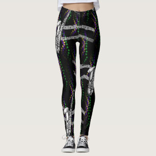 Saxophone Music Mardi Gras Black Leggings