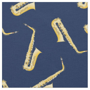 Saxophone Music Musician Room Decor Blue Fabric