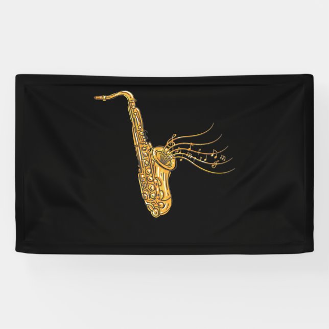 Saxophone Music Note Jazz Musician Saxophonist Banner (Horizontal)