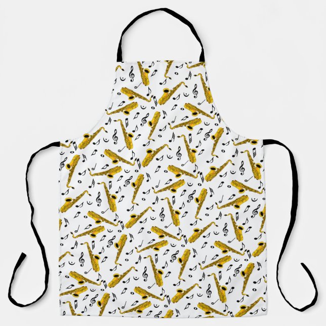 Saxophone Music Note Pattern Apron (Front)