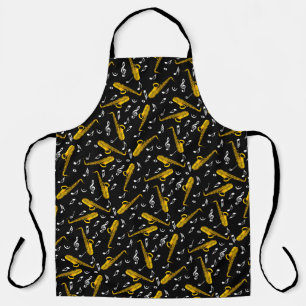 Saxophone Music Note Pattern Apron