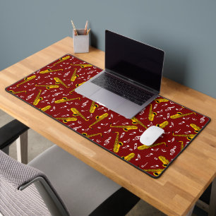 Saxophone Music Note Pattern Desk Mat
