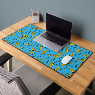 Saxophone Music Note Pattern Desk Mat