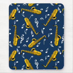 Saxophone Music Note Pattern Mouse Mat