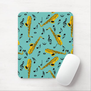 Saxophone Music Note Pattern Mouse Mat